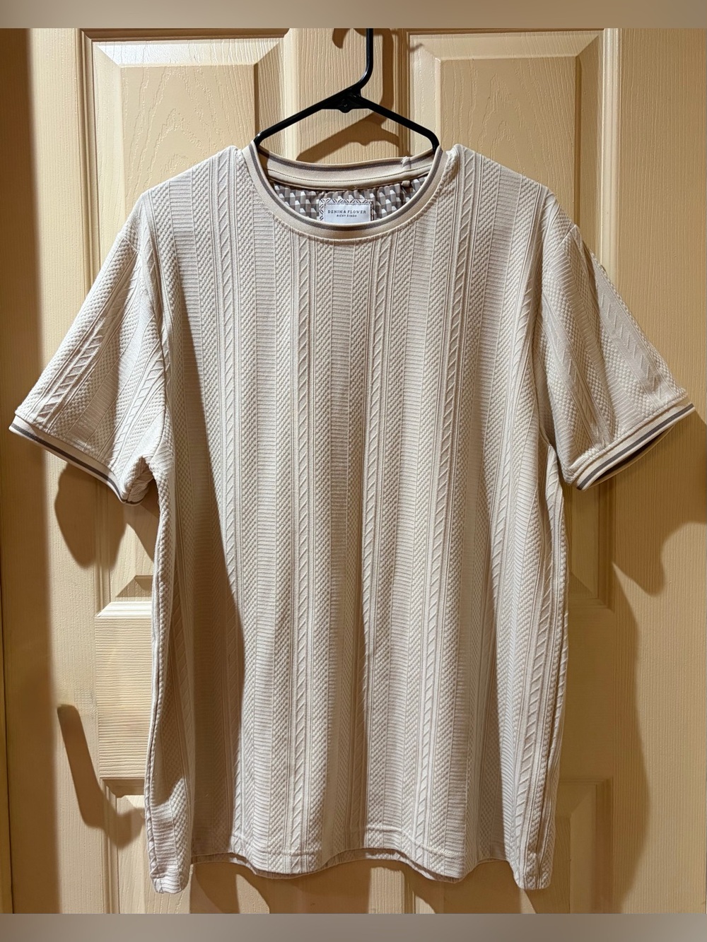 Men's Cream Textured Shirt, Size L